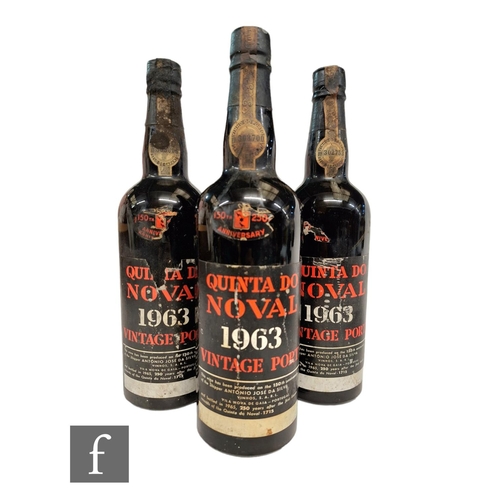 Three bottles of 1963 Quinta Do Noval Vintage Port, 250th Anniversary Edition, 75cl. (3)