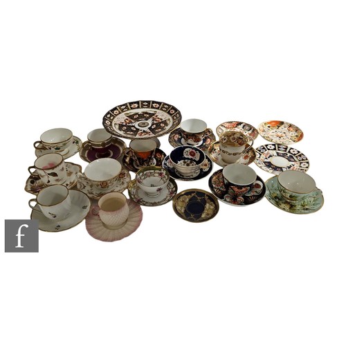 182 - A collection of 19th Century and later china tea and coffee cups and saucers, to include some decora... 