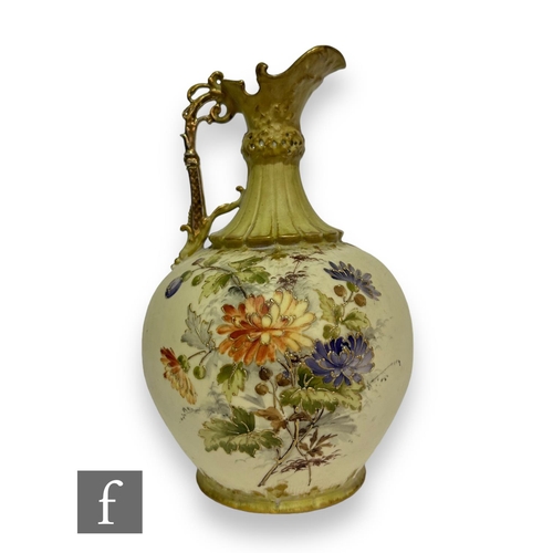 61 - A large Ernst Walliss porcelain jug circa 1900, the shouldered ovoid body rising to a fluted neck wi... 