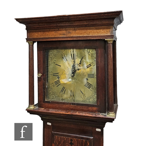 397 - A late 18th Century oak and mahogany crossbanded longcase clock with eight-day movement striking on ... 