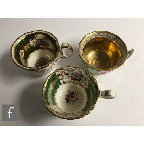 163 - A collection of 19th Century and later china tea cups and saucers from Coalport, Cauldon, Davenport ... 