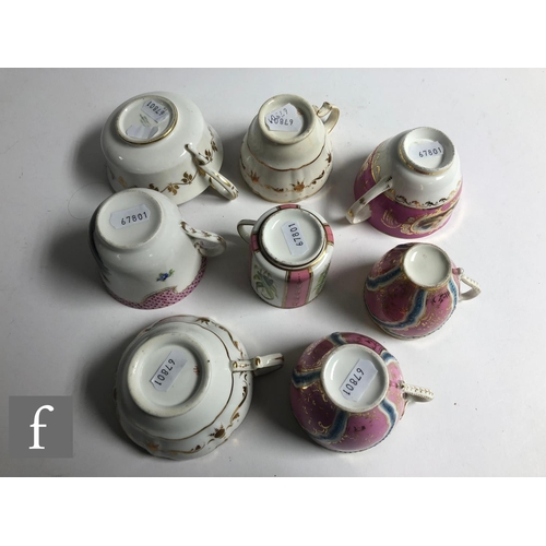 166 - A collection of 19th Century china tea cups and saucers to include examples decorated with floral an... 