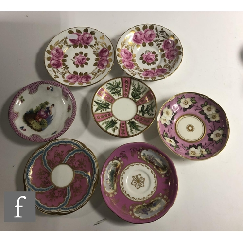 166 - A collection of 19th Century china tea cups and saucers to include examples decorated with floral an... 