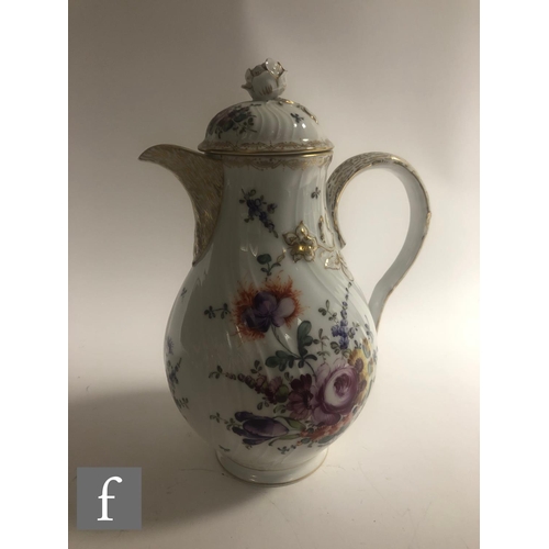 156 - A collection of late 19th to early 20th Century Dresden porcelain to comprise large coffee pot, larg... 