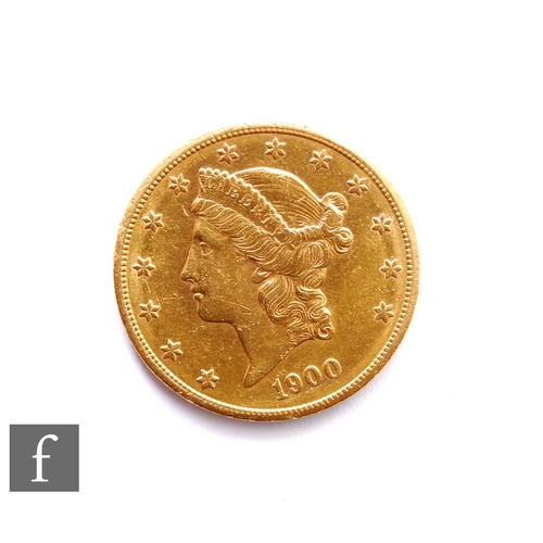 250 - United States of America - A gold twenty dollars, 1900, Double Eagle Liberty head, 33g.