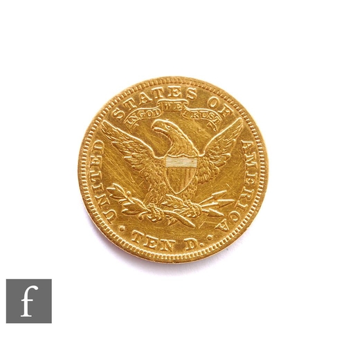 251 - United States of America - A gold ten dollars, 1881, Liberty head and eagle, 17g.