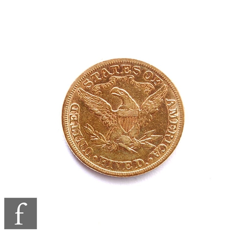 253 - United States of America - A gold five dollars,  1881, Liberty head and eagle, 8g.