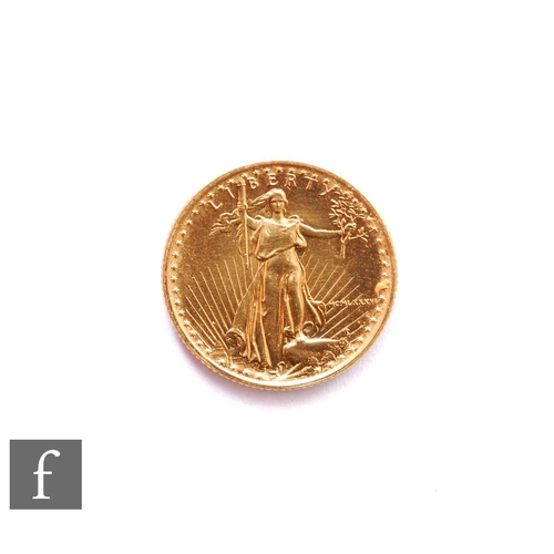 260 - United States of America - A gold five dollars, 1986, Lady Liberty holding a torch and branch, 3g.