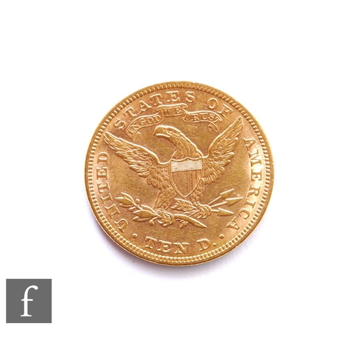 263 - United States of America - A gold ten dollars, 1881, Liberty head and eagle, 17g. (.900 gold),(.100 ... 