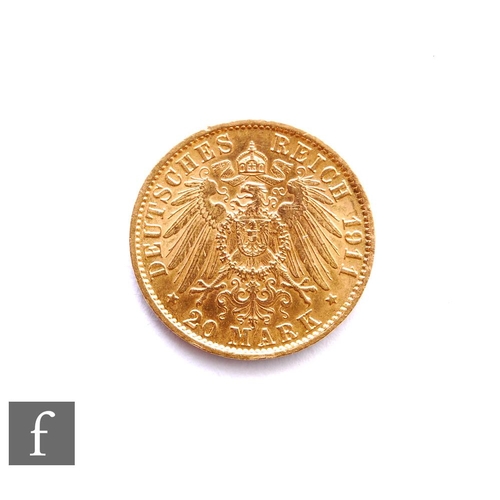 269 - Germany - A William II twenty mark gold coin, 1911, 8g.