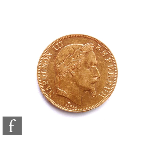 272 - France - A Napoleon III fifty francs gold coin, 1862, mint mark A, 16g.