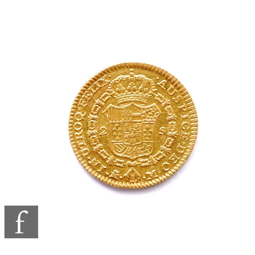 274 - Spain - A Carlos III two Escudos gold coin, 1788, 7g.