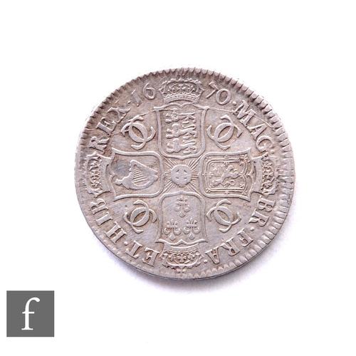 290 - Charles II (1660-1685) - A halfcrown, 1670, third laureate and draped bust right, reverse crowned sh... 