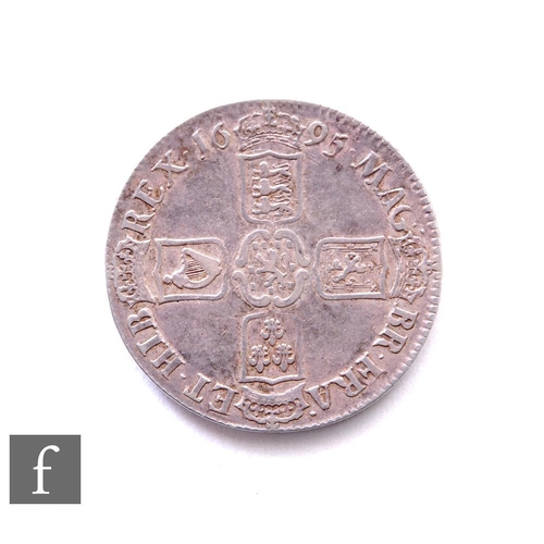 293 - William III (1689-1702) - A crown, 1695, Octavo to edge, first laureate draped bust facing right, re... 