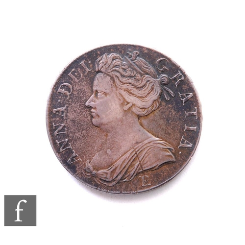 297 - Anne (1702-1714) - A crown, 1707, Edinburgh mint, E below draped bust facing left, crowned cruciform... 