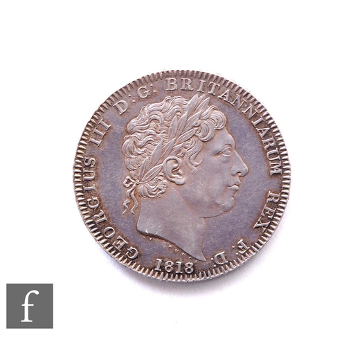 302 - George III (1760 -1820) - A crown, 1818, laureate head facing right date below, George & Dragon ... 