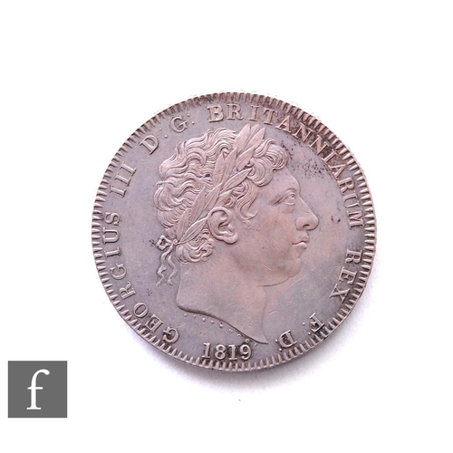 303 - George III (1760 -1820) - A crown, 1819, laureate head facing right date below, George & Dragon ... 