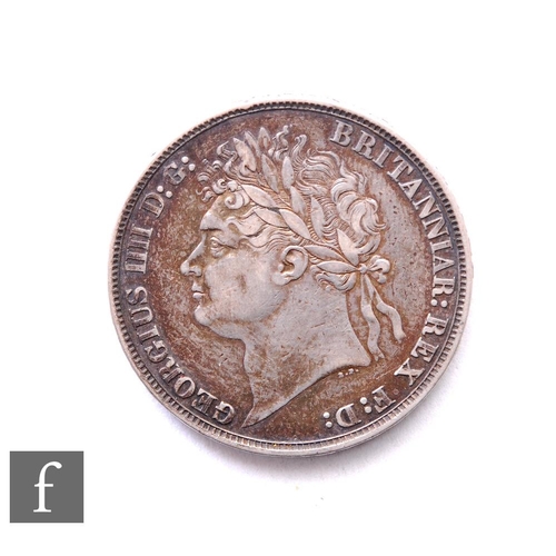 304 - George IV (1820-1830) - A crown, 1821, laureate head facing left, reverse George & Dragon over d... 