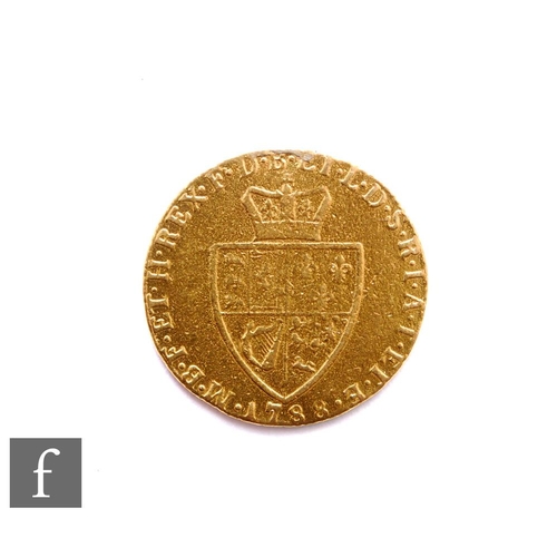 377 - George III (1760-1820) - A Guinea, 1788, fifth issue, reverse, crowned spade shield, 7.7g, S3729.