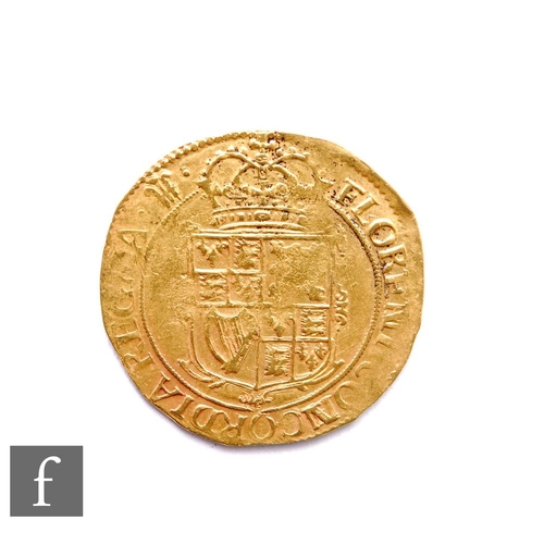 399 - Charles I (1625-1649) - A Unite, tower mint under king, second bust with XX ruff armour and mantle, ... 