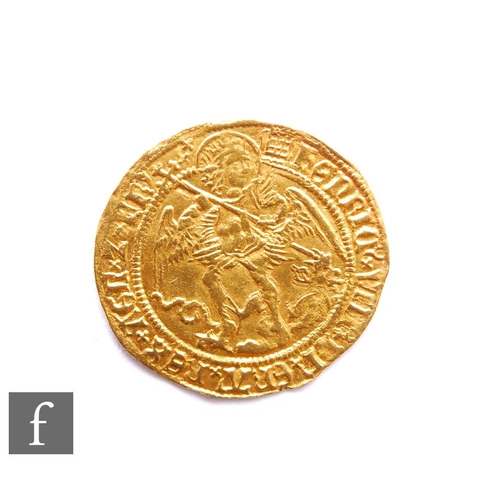 408 - Henry VIII (1509-1547) - An Angel, 1509-1526, first coinage, St. Michael slaying the dragon, HENRIC ... 