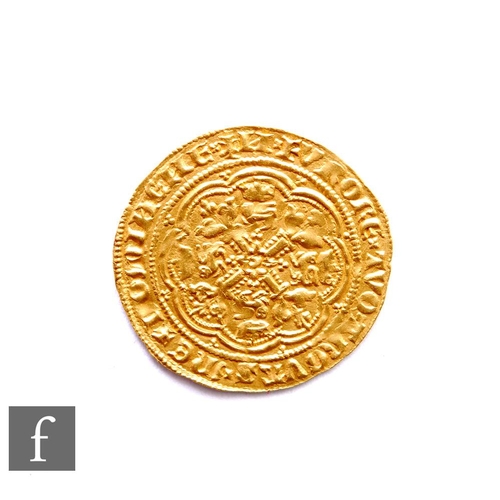 418 - Edward III (1327-1377) - A Half-Noble, pre-treaty period (1351-1361), fourth coinage, King standing ... 