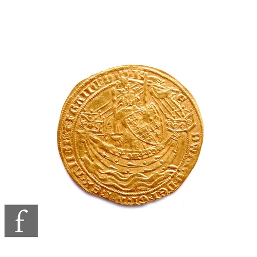 419 - Edward III (1327-1377) - A Noble, pre-treaty period (1351-1361), London, King standing facing ship h... 