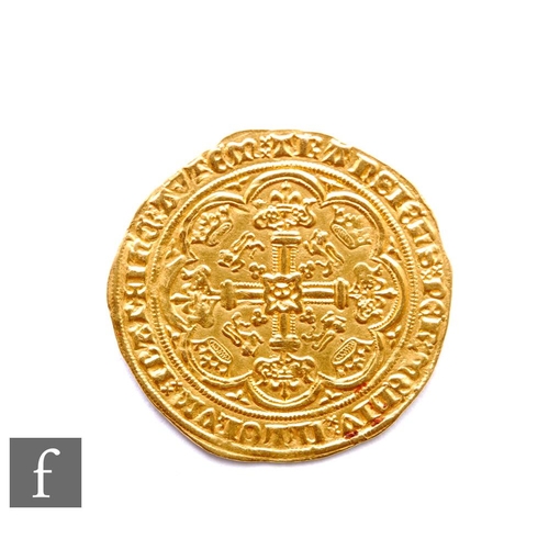 420 - Edward III (1327-1377) - A Noble, pre-treaty period (1351-1361), Calais, King standing facing ship h... 