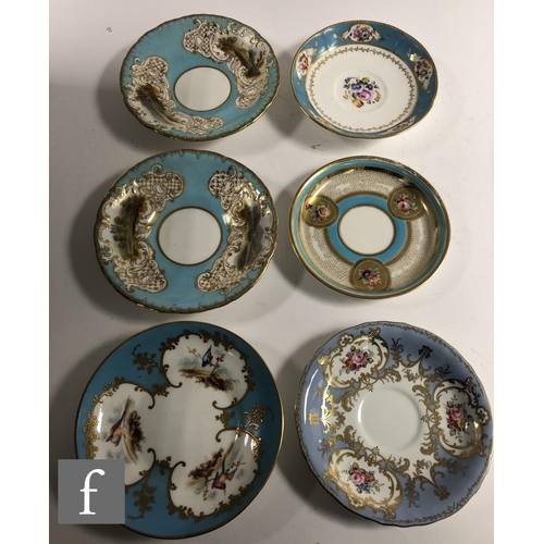 165 - A collection of 19th Century and later china cups and saucers hand decorated with enamel flowers and... 