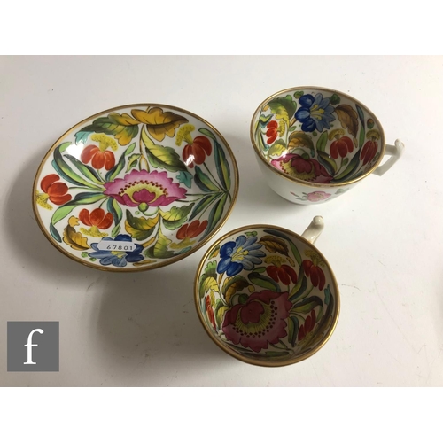 168 - A collection of 19th Century and later Staffordshire china tea and coffee cups and saucers, all hand... 