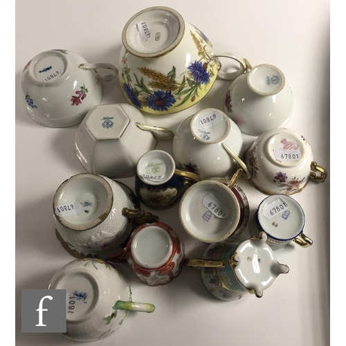 180 - A collection of 19th Century and later china tea and coffee cups and saucers, mostly continental, al... 