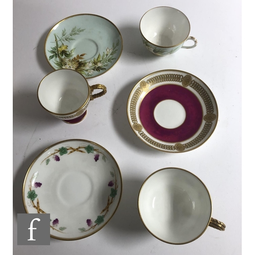 182 - A collection of 19th Century and later china tea and coffee cups and saucers, to include some decora... 