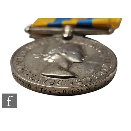 274 - A Korea medal to Pte D.H Preece Kings Shropshire Light Infantry and a United Nations Korea medal. (2... 