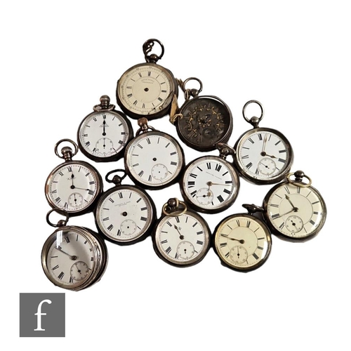 216 - Twelve assorted hallmarked silver pocket watches to include crown and key wind examples, various dat... 