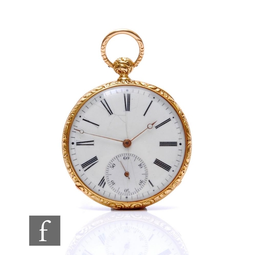 224 - An 18ct open faced detached lever pocket watch with parachute compensation, Roman numerals to a whit... 