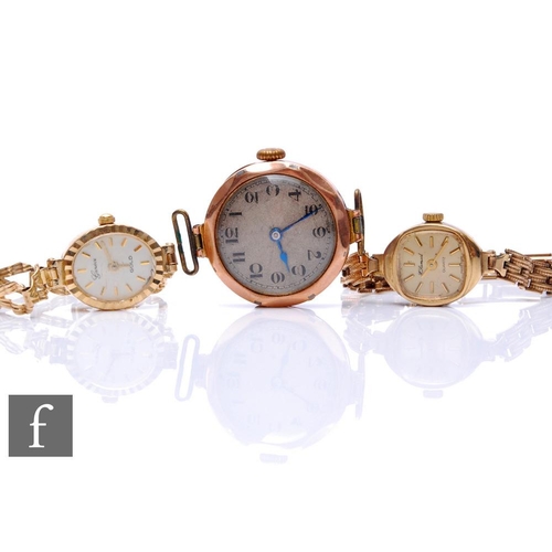 232 - Two lady's 9ct wrist watches, each to a 9ct bracelet, and a further gold wrist watch, total weight 3... 