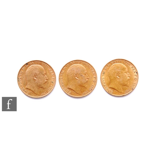 658 - Three Edward VII half sovereigns, all 1910. (3)