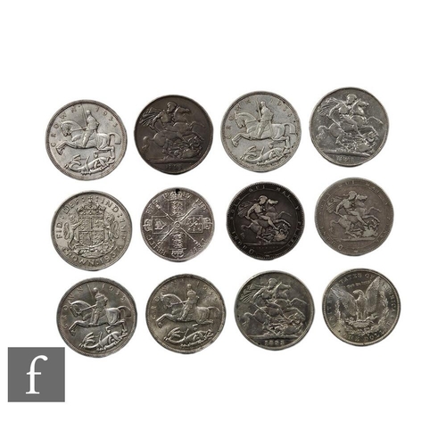 695 - Various George III to George VI crowns, 1819 x 2, 1821 x 2, 1887, 1893, 1935 and 1937, and an 1884 A... 