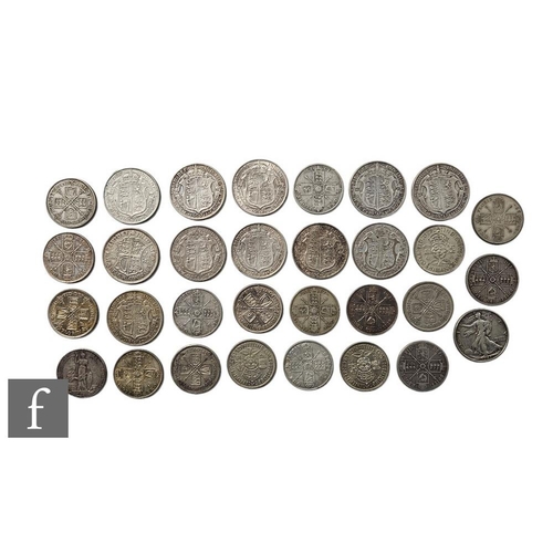 700 - Various Victoria to George VI half crowns and florins and a 1943 half dollar, 13 oz.