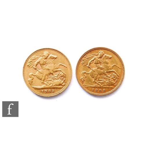 702 - Two Edward VII half sovereigns dated 1903 and 1905. (2)