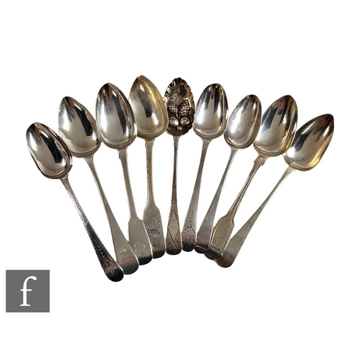 79 - Nine Georgian and later table spoons to include English and fiddle and thread pattern examples, tota... 