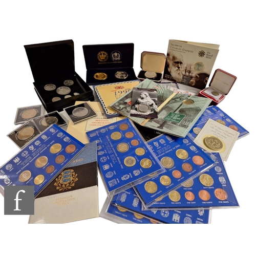 814 - Various Elizabeth II uncirculated coin sets, a Royal Mint 2008 set, Euro coin sets, a cased retro pa... 