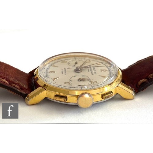 A gentleman's gold plated Breitling chronograph wrist watch, Arabic