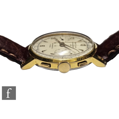A gentleman's gold plated Breitling chronograph wrist watch, Arabic