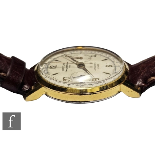 A gentleman's gold plated Breitling chronograph wrist watch, Arabic