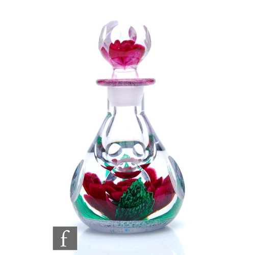 860 - A contemporary Scottish Borders Art Glass perfume bottle designed by Peter Holmes, of tapering ovoid... 