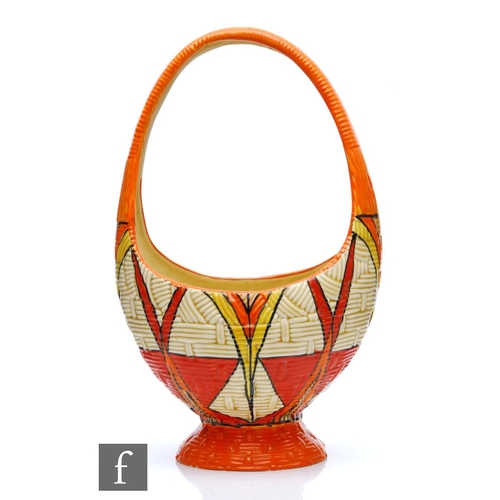 140 - A Clarice Cliff Sunburst Gaiety flower basket circa 1930, hand painted with radial sun burst motif i... 