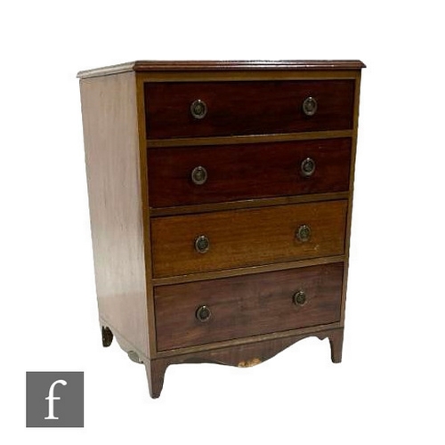 498 - An early 20th Century mahogany chest of four graduated drawers, circular brass drop handles, shaped ... 