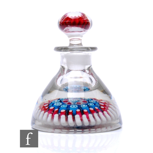 896 - An Old English glass inkwell of domed form, internally decorated to the base with a central millefio... 