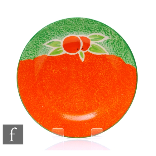 159 - A Clarice Cliff circular side plate circa 1932, hand painted in the Fruit Nuage pattern with stylise... 